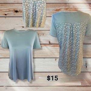 Sage Floral Back Panel Side Slit Tunic